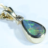 Lightning Ridge Dark Opal and Diamond Gold Pendant (9mm x 6mm) Code - AA258