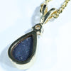 Lightning Ridge Dark Opal and Diamond Gold Pendant (9mm x 6mm) Code - AA258