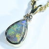 Lightning Ridge Dark Opal and Diamond Gold Pendant (9mm x 6mm) Code - AA258