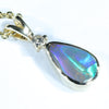 Lightning Ridge Crystal Opal and Diamond Gold Pendant (10mm x 6mm ) Code - AA257
