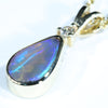 10k Gold - Solid Lightning Ridge Crystal Opal - Natural Diamond