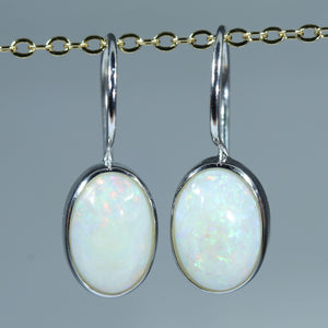 Natural Australian Coober Pedy White Opal Silver Earrings - Australian Opal Shop Gold Coast