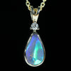 Natural Lightning Ridge Crystal Opal and Diamond Gold Pendant - Australian Opal Shop Gold Coast