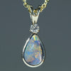 Natural Australian Lighting Ridge Opal Gold and Diamond Pendant - Australian Opal Shop Gold Coast