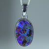 Natural Australian Boulder Opal Silver Pendant