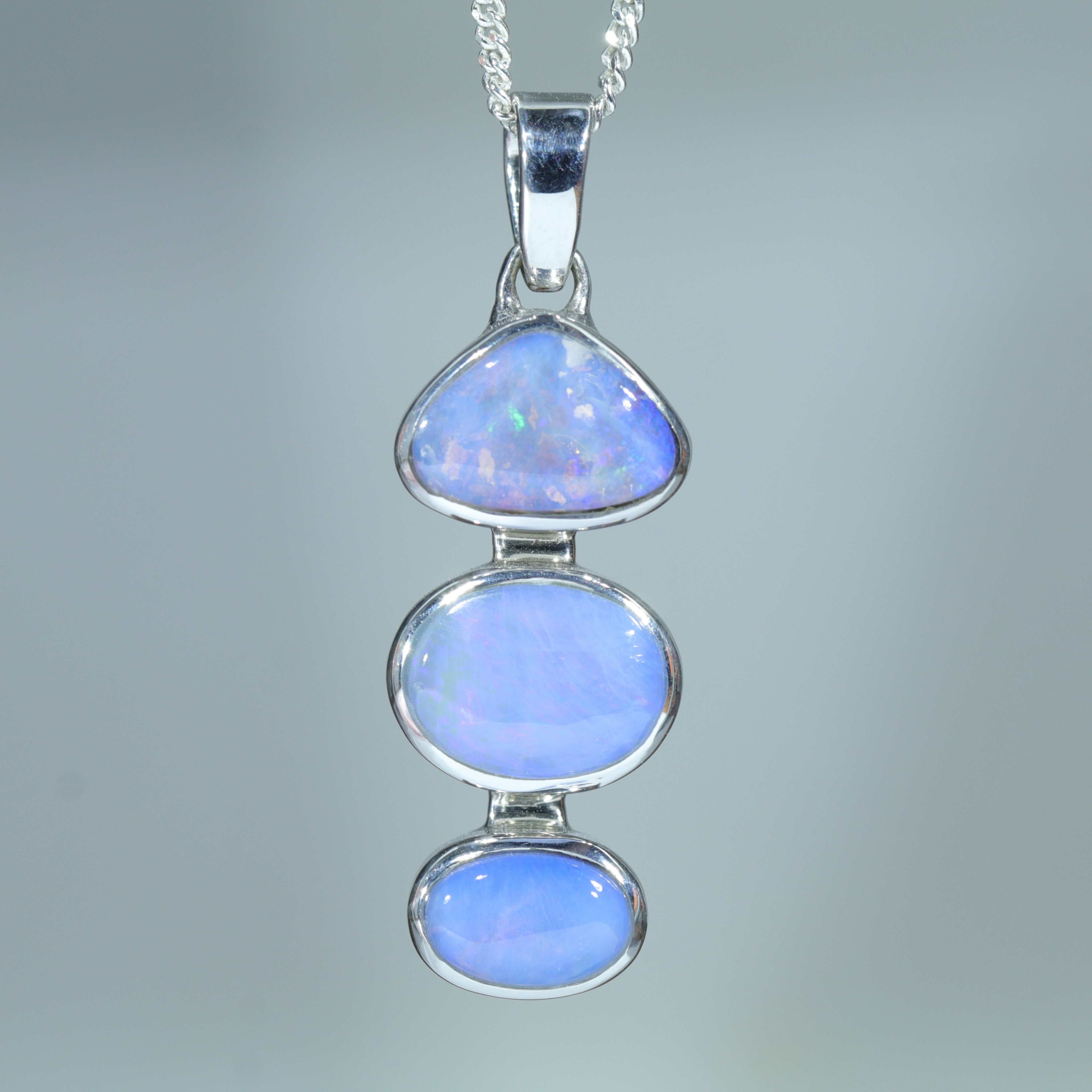 Australian Boulder Opal Silver Pendant with Silver Chain (9mm x 7mm) Code - Y46