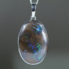 Natural Australian Boulder Opal Matrix Silver Pendant