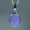 Natural Australian Lightning Ridge Crystal Opal Silver Pendant