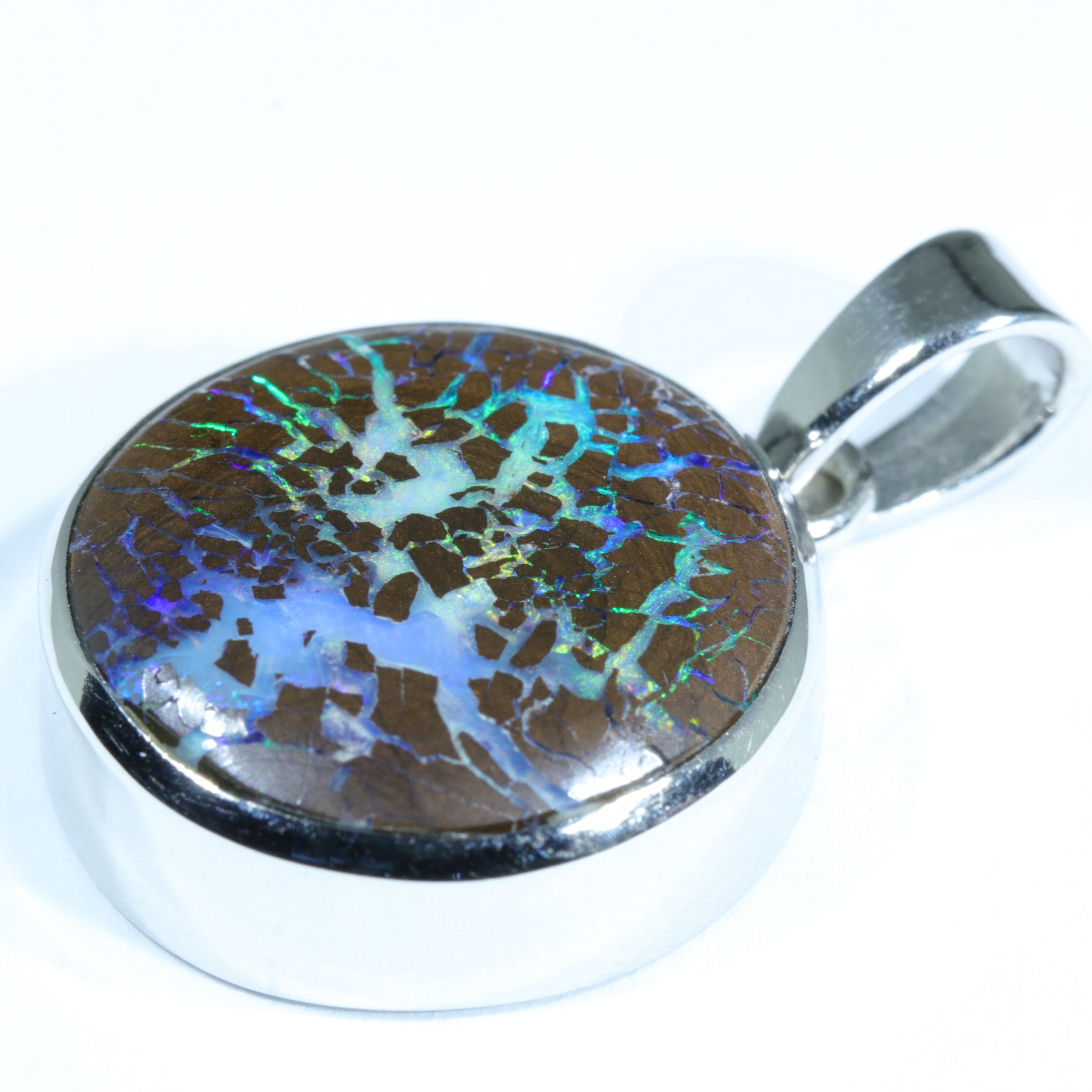 Australian Boulder Matrix Opal Pendant-Silver