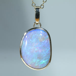 Natural Australian Lightning Ridge Crystal Opal Gold Pendant
