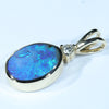 Natural Australian Boulder Opal and Diamond Gold Pendant (10mm x 7.5mm) Code - Z09