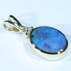 Natural Australian Boulder Opal and Diamond Gold Pendant (10mm x 7.5mm) Code - Z09