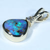 Natural Australian Boulder Opal and Diamond Gold Pendant (8mm x 8mm) Code - Z11