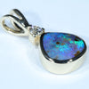 Natural Australian Boulder Opal and Diamond Gold Pendant (8mm x 8mm) Code - Z11