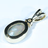 Lightning Ridge Dark Opal and Diamond Gold Pendant (9mm x 6mm) Code - AA255