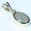 Lightning Ridge Dark Opal and Diamond Gold Pendant (9mm x 6mm) Code - AA255