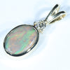 Lightning Ridge Dark Opal and Diamond Gold Pendant (9mm x 6mm) Code - AA255