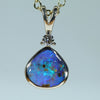 Natural Australian Boulder Opal Gold and Diamond Pendant