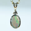 Natural Australian Lightning Ridge Opal Gold and Diamond Pendant