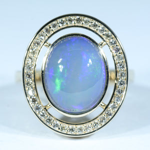Natural Australian Queensland Boulder Opal Gold and Diamond Ring