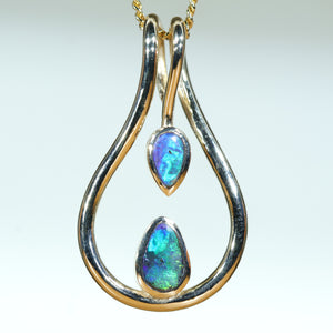 Natural Australian Boulder Opal Gold Pendant
