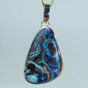 Natural Australian Solid Queensland Koroit Opal Gold Pendant - Australian Opal Shop Gold Coast
