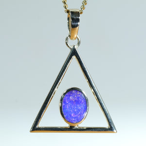 Natural Australian Solid Queensland Boulder Opal Gold Pendant