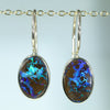 Natural Australian Boulder Opal Matrix Gold Earrings