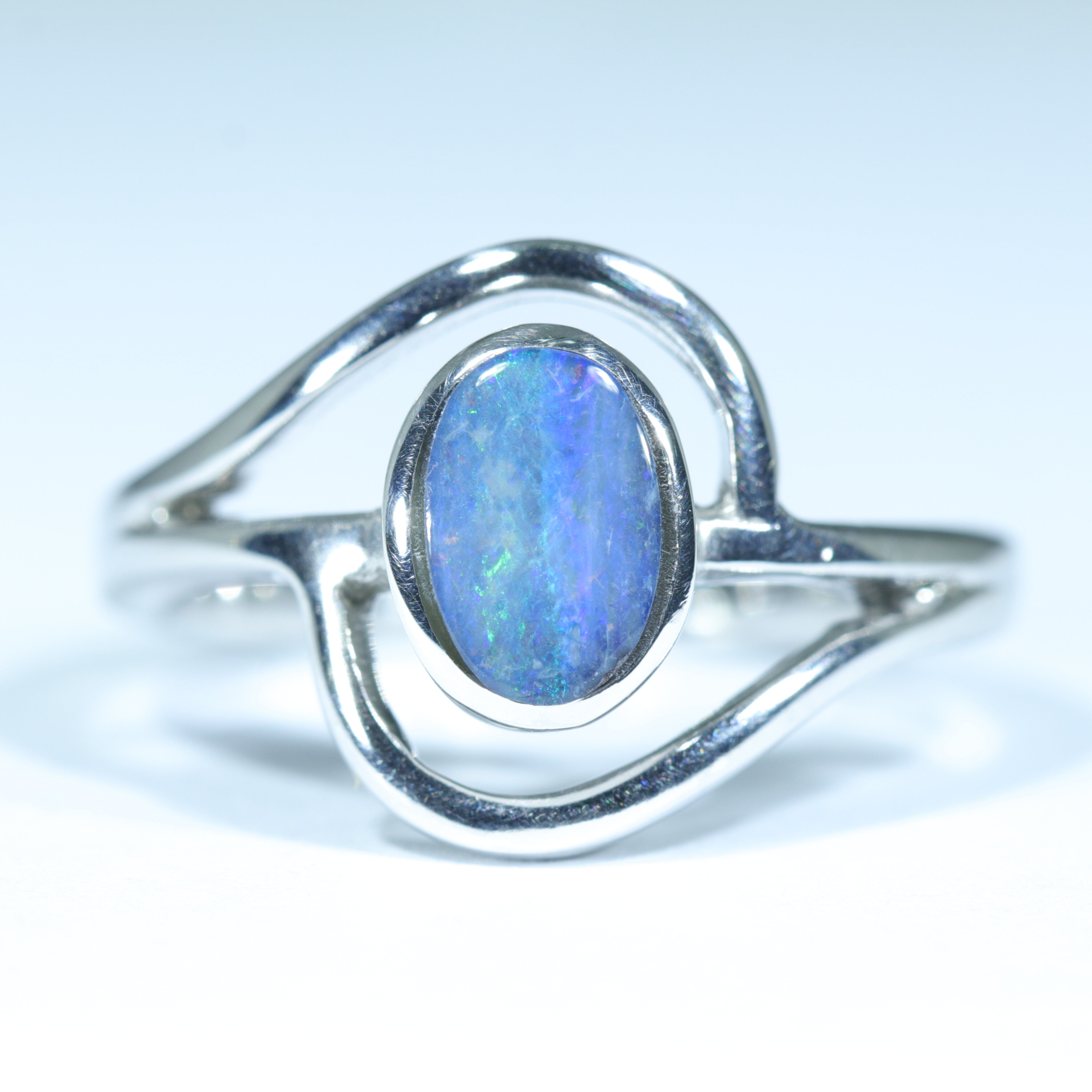 Australian Solid Boulder Opal Silver Ring - Size 6 Code CC252