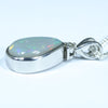 Australian Solid Opal and Diamond Silver Pendant with Silver Chain (11mm x 7mm) Code - Y13