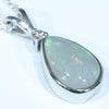 Australian Solid Opal and Diamond Silver Pendant with Silver Chain (11mm x 7mm) Code - Y13
