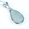 Australian Solid Opal and Diamond Silver Pendant with Silver Chain (11mm x 7mm) Code - Y13