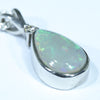 Australian Solid Opal and Diamond Silver Pendant with Silver Chain (11mm x 7mm) Code - Y13