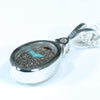 Australian Boulder Opal and  Diamond Silver Pendant with Silver Chain (9mm x 6mm)  Code - Y20