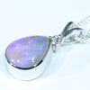 Lightning Ridge Crystal Opal and Diamond Silver Pendant with Silver Chain (10mm x 8mm) Code - Y19