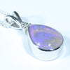 Lightning Ridge Crystal Opal and Diamond Silver Pendant with Silver Chain (10mm x 8mm) Code - Y19