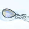 Lightning Ridge Crystal Opal and Diamond Silver Pendant with Silver Chain (10mm x 8mm) Code - Y19