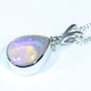 Lightning Ridge Crystal Opal and Diamond Silver Pendant with Silver Chain (10mm x 8mm) Code - Y19