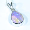 Lightning Ridge Crystal Opal and Diamond Silver Pendant with Silver Chain (10mm x 8mm) Code - Y19