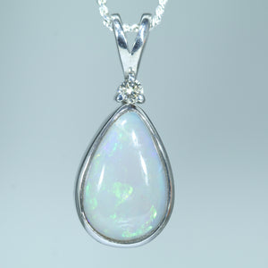Natural Australian Lightning Ridge Silver Opal Pendant