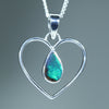 Natural Australian Boulder Opal Silver Heart Pendant