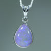 Natural Australian Lightning Ridge Crystal Opal Silver and Diamond Pendant