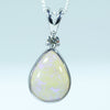 Lightning Ridge Crystal Opal and Diamond Silver Pendant with Silver Chain (10mm x 8mm) Code - Y19
