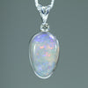 Natural Australian Solid Queensland Boulder Opal Silver and Diamond Pendant