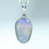 Australian Boulder Opal and Diamond Silver Pendant with Silver Chain (12mm x 8mm)  Code - Y119