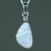 Australian Solid Opal and Diamond Silver Pendant with Silver Chain (14mm x 8.5mm) Code - Y117