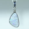 Australian Solid Opal and Diamond Silver Pendant with Silver Chain (14mm x 8.5mm) Code - Y117