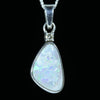 Australian Solid Opal and Diamond Silver Pendant with Silver Chain (14mm x 8.5mm) Code - Y117