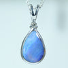 Natural Australian Boulder Opal Silver and Diamond Pendant