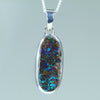Natural Australian Solid Queensland Boulder Opal Silver Pendant